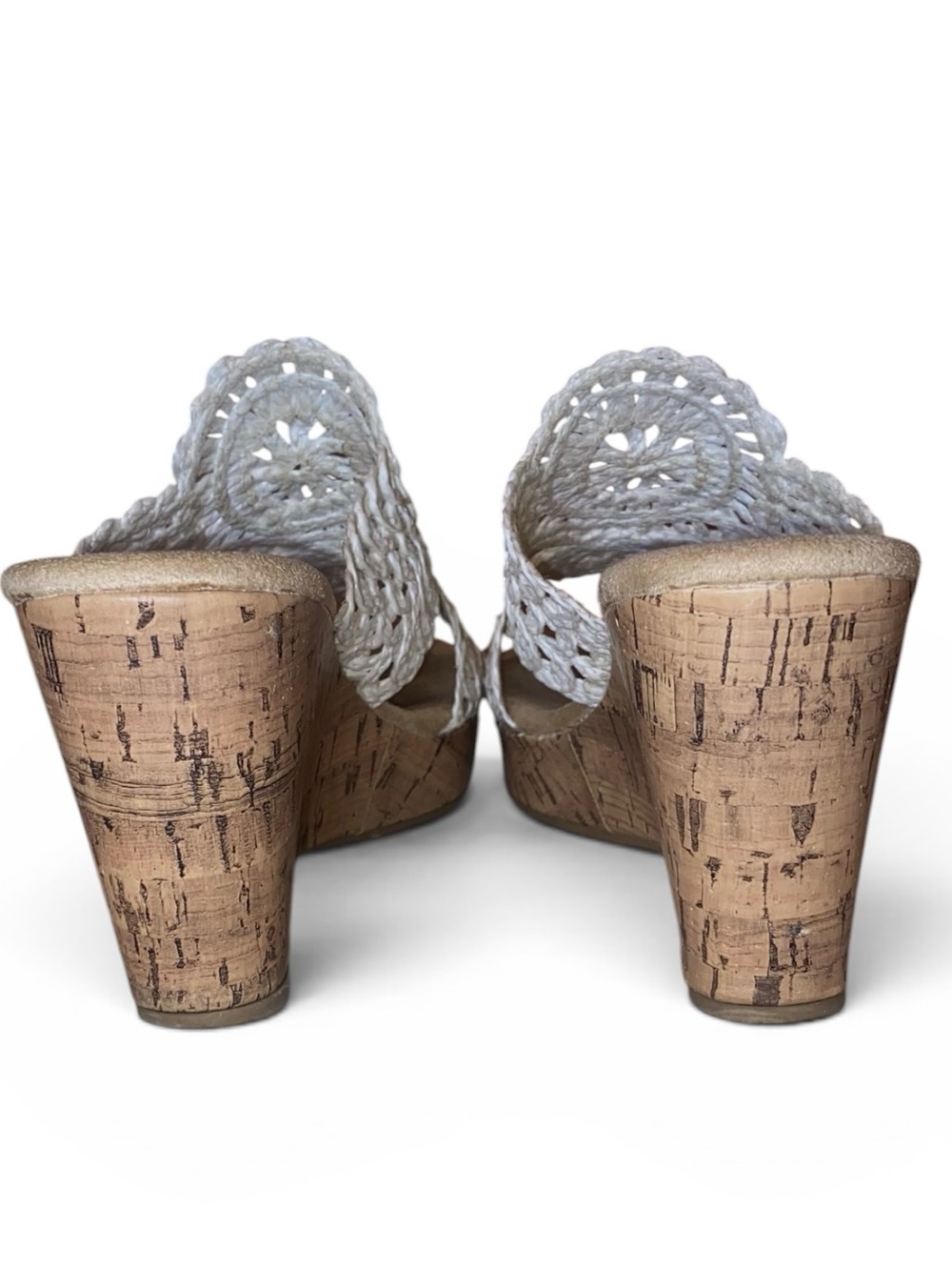 Jellypop White Crochet Cork Wedge Sandals - Picture 5 of 10